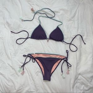 Size small blue and purple string bikini from Victoria’s Secret